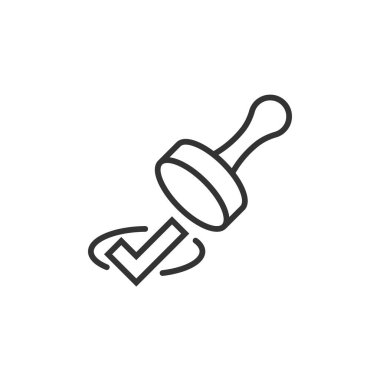 Damga simgesini düz şekilde onayla. İzole edilmiş beyaz arkaplan üzerindeki işaretleme vektör illüstrasyonunu kabul et. Onaylama seçimi iş konsepti.