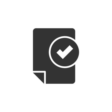 Düz biçimli belge kontrol listesi simgesi. Beyaz izole edilmiş arka planda vektör illüstrasyonunu rapor et. Kağıt sayfası iş konsepti.