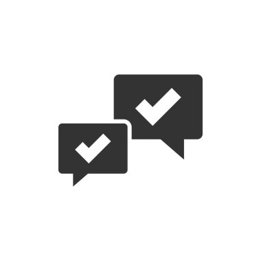 Sohbet simgesini düz konuş. Beyaz izole edilmiş arkaplanda işaretli vektör çizelgesine sahip konuşma balonu. Takım tartışma düğmesi iş konsepti.