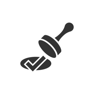 Damga simgesini düz şekilde onayla. İzole edilmiş beyaz arkaplan üzerindeki işaretleme vektör illüstrasyonunu kabul et. Onaylama seçimi iş konsepti.