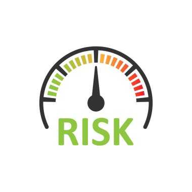 Düz stil risk ölçer simgesi. Beyaz izole edilmiş arkaplanda sınıflandırma vektör illüstrasyonu. Yakıt seviyesi tabela iş konsepti.