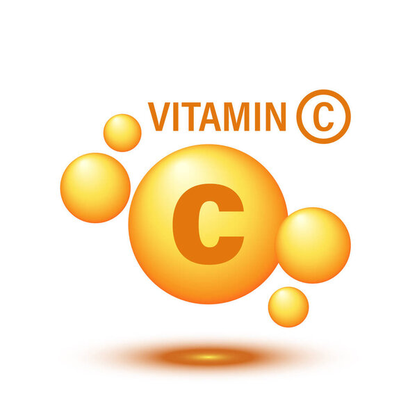 Vitamin C icon in flat style. Pill capsule vector illustration on white isolated background. Drug business concept.