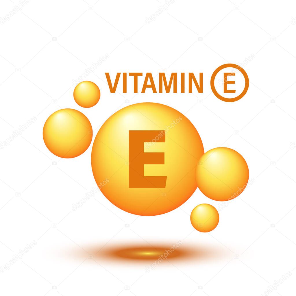 Vitamin E icon in flat style. Pill capsule vector illustration on white isolated background. Skincare business concept.