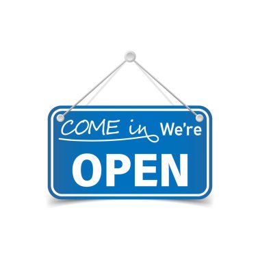 İçeri gelin. Düz bir şekilde açık ikonuz. Beyaz izole edilmiş arkaplan üzerindeki kapı vektör çizelgesini ayarla. Hoş geldin tabelası iş konsepti.