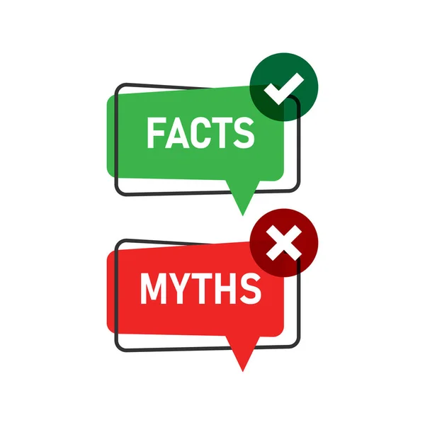 Mitos Fakta Ikon Dalam Gaya Datar Ilustrasi Vektor Benar Atau - Stok Vektor