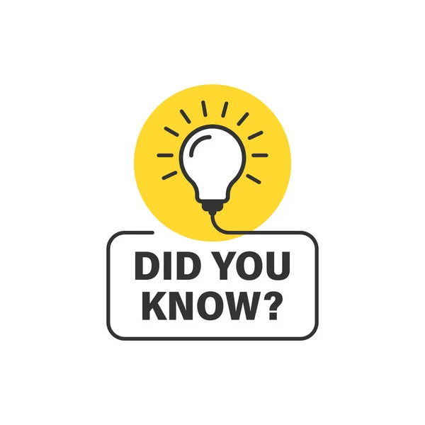 İkonun düz stil olduğunu biliyor muydun? Beyaz izole arkaplanda çerçeve ve ampul vektör illüstrasyonlu pankart. Açıklama işareti iş kavramı.