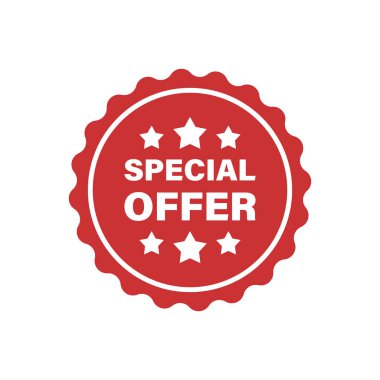 Özel teklif etiketi simgesi. İzole edilmiş arka planda indirimli pankart vektör illüstrasyonu. Satış tabelası konsepti.