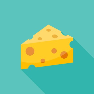 Peynir dilimi simgesi düz stil. İzole edilmiş arka planda süt besin vektör çizimi. Kahvaltı imzası iş konsepti.