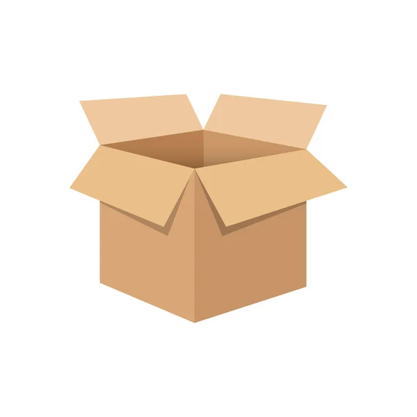Open Cardboard Icon Flat Style Shipping Box Vector Illustration Isolated — Wektor stockowy