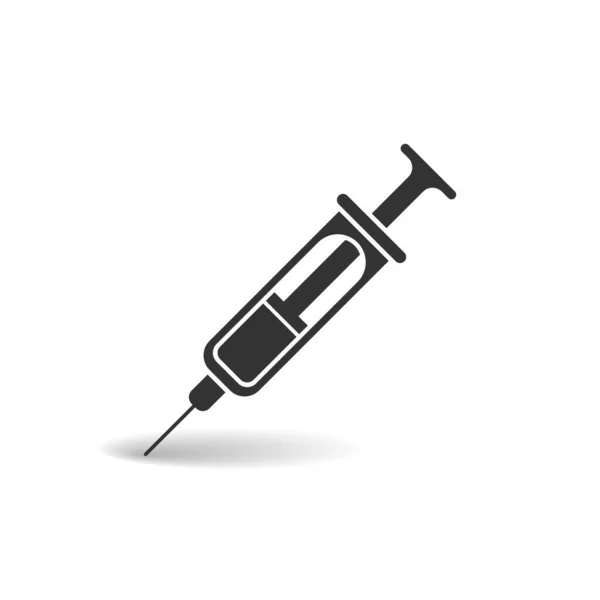 注射器图标为扁平样式 结肠病毒疫苗在分离背景下注射载体图解 Covid 19疫苗签署业务概念 — 图库矢量图片
