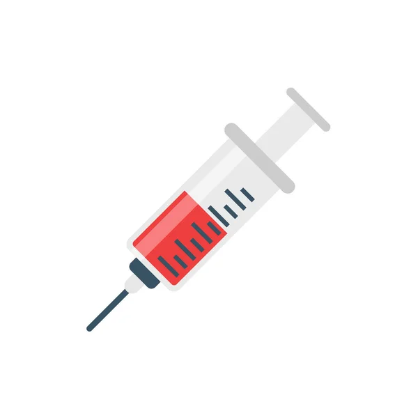注射器图标为扁平样式 结肠病毒疫苗在分离背景下注射载体图解 Covid 19疫苗签署业务概念 — 图库矢量图片