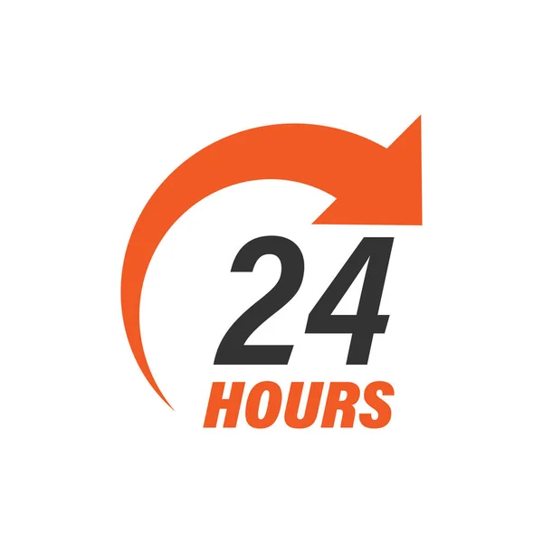 Hours Service Icon Flat Style All Day Business Service Vector — Stockvektor