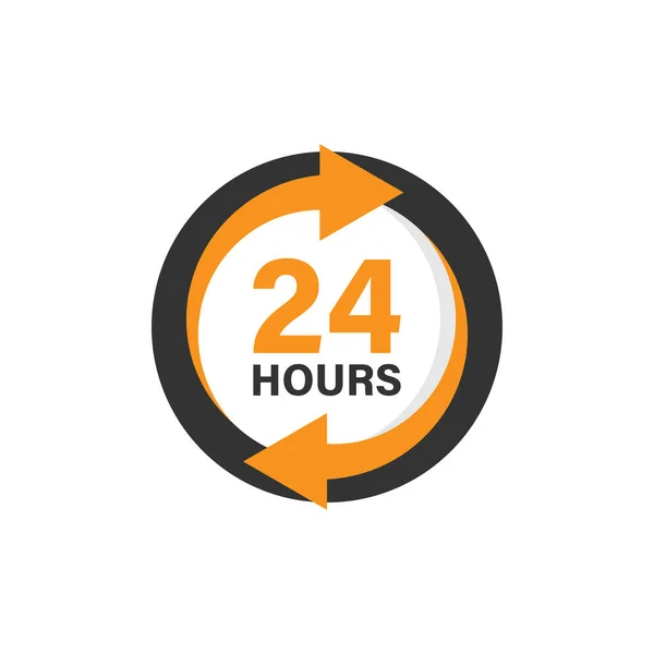 Hours Service Icon Flat Style All Day Business Service Vector — Stockvektor