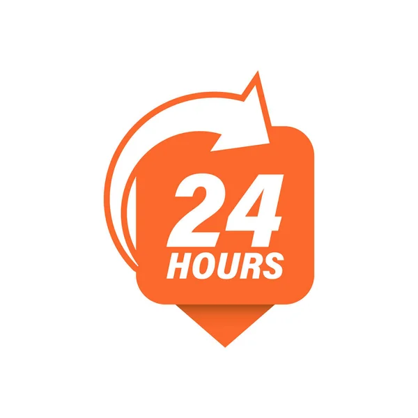 24小时服务图标为平面风格 在孤立的背景下全天的业务和服务向量说明 快速服务时间签署业务概念 — 图库矢量图片