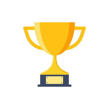 Trophy cup icon in flat style. Goblet prize vector illustration on isolated background. Award sign business concept.