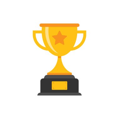 Trophy cup icon in flat style. Goblet prize vector illustration on isolated background. Award sign business concept.