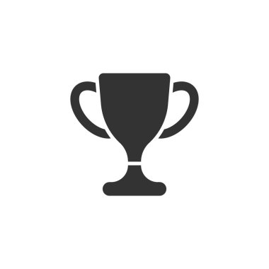 Trophy cup icon in flat style. Goblet prize vector illustration on isolated background. Award sign business concept.
