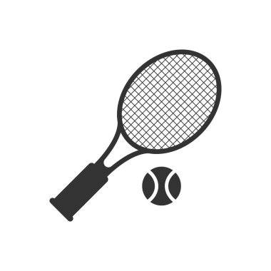 Tennis racket icon in flat style. Gaming racquet vector illustration on isolated background. Sport activity sign business concept.