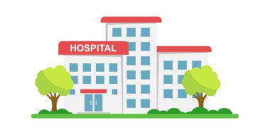 Hospital building icon in flat style. Medical clinic vector illustration on isolated background. Medicine sign business concept.
