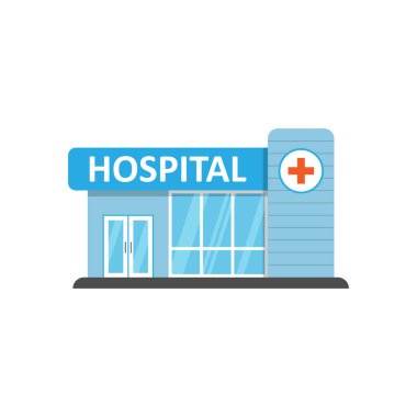 Hospital building icon in flat style. Medical clinic vector illustration on isolated background. Medicine sign business concept.