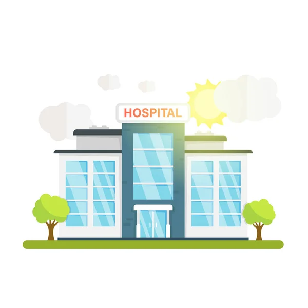 Hospital Building Icon Flat Style Medical Clinic Vector Illustration Isolated — Stok Vektör