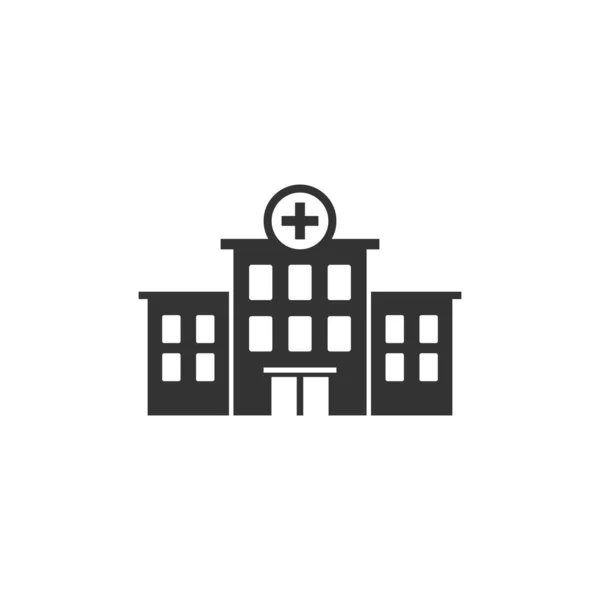 Hospital Building Icon Flat Style Medical Clinic Vector Illustration Isolated — Archivo Imágenes Vectoriales