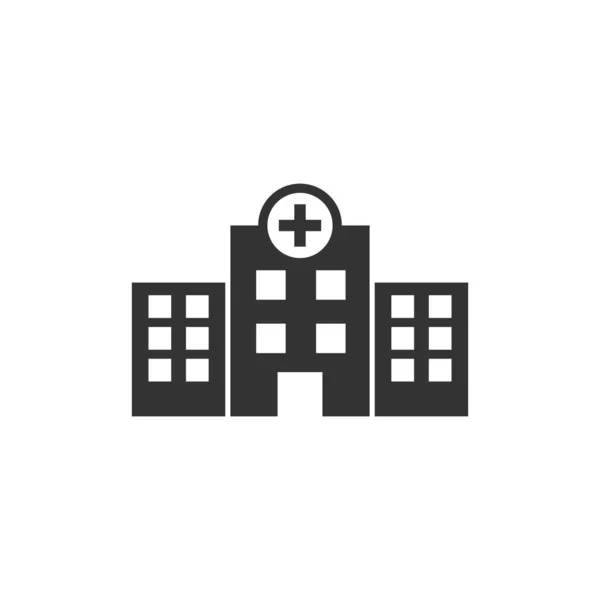 Значок Будівлі Лікарні Рівному Стилі Медична Клініка Векторні Ілюстрації Ізольованому — стоковий вектор