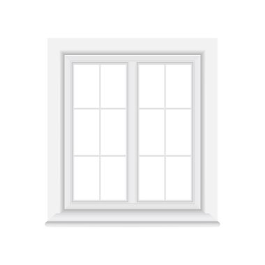 Düz stil pencere simgesi. İzole edilmiş arka planda kaplama vektör çizimi. İç çerçeve imzalama iş kavramı.