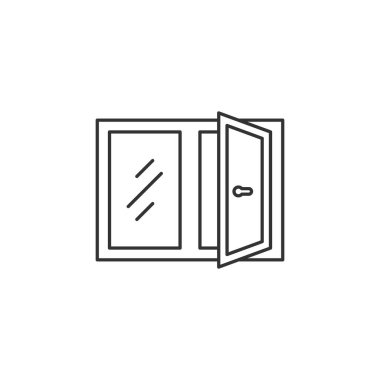 Düz stil pencere simgesi. İzole edilmiş arka planda kaplama vektör çizimi. Ev içi imza işi konsepti.