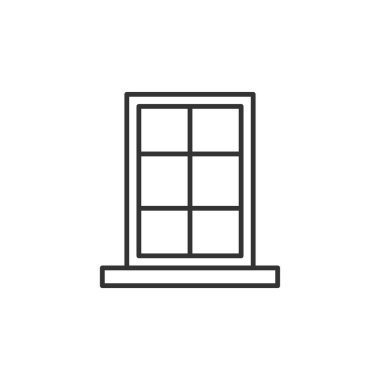 Düz stil pencere simgesi. İzole edilmiş arka planda kaplama vektör çizimi. Ev içi imza işi konsepti.
