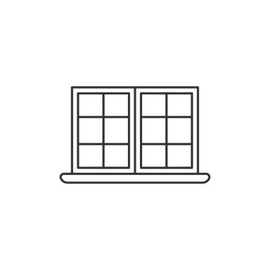 Düz stil pencere simgesi. İzole edilmiş arka planda kaplama vektör çizimi. Ev içi imza işi konsepti.