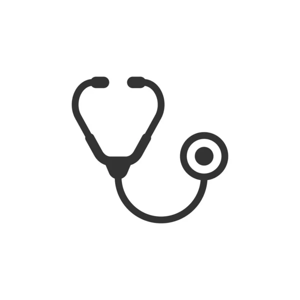 Stetoskopikon Platt Stil Hjärtdiagnostisk Vektor Illustration Isolerad Bakgrund Medicintecken Affärsidé — Stock vektor