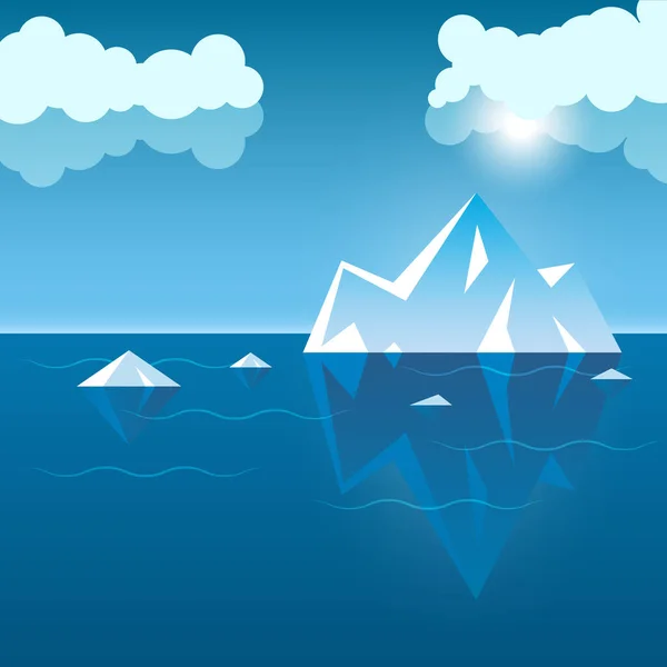 Ícone Iceberg Subaquático Estilo Plano Figura Vetorial Paisagem Marinha Berg — Vetor de Stock