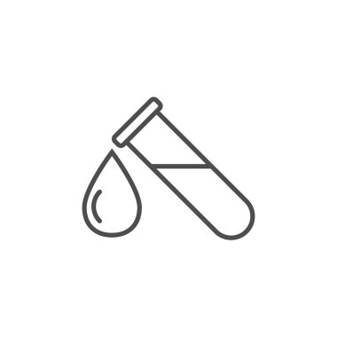 Test tüpü simgesindeki kan düz stil. İzole edilmiş arka planda laboratuvar matarası vektör çizimi. Beherin içinde sıvılaşma işareti iş konsepti.