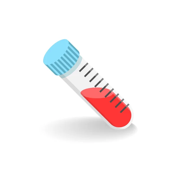 Blood Test Tube Icon Flat Style Laboratory Flask Vector Illustration — Stock Vector