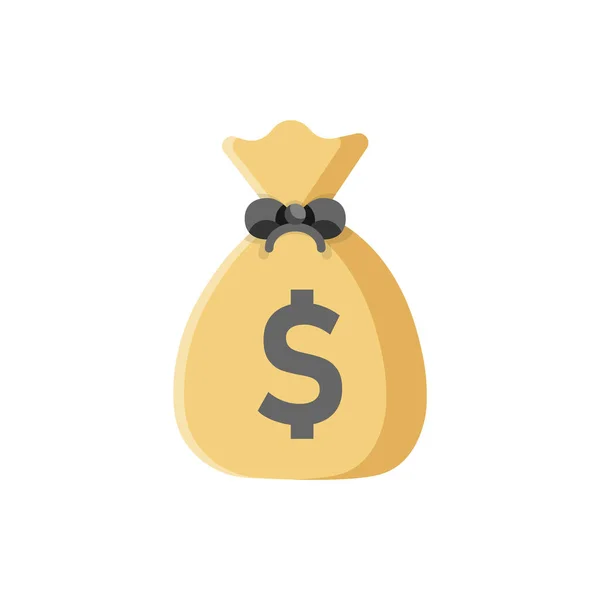 Geld Zak Pictogram Platte Stijl Moneybag Vector Illustratie Geïsoleerde Achtergrond — Stockvector