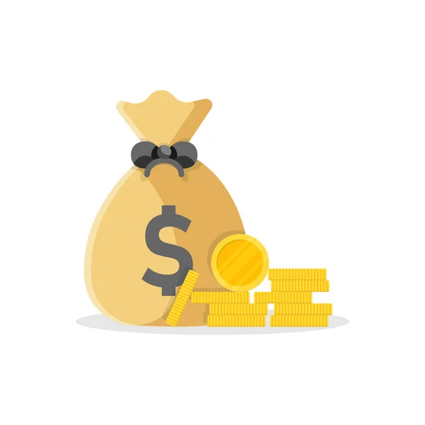 Ícone Saco Dinheiro Estilo Plano Moneybag Ilustração Vetorial Sobre Fundo — Vetor de Stock