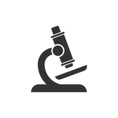 Düz biçimde mikroskop simgesi. İzole edilmiş arka planda laboratuvar büyüteç vektör çizimi. Biyoloji enstrümanı iş sözleşmesi.