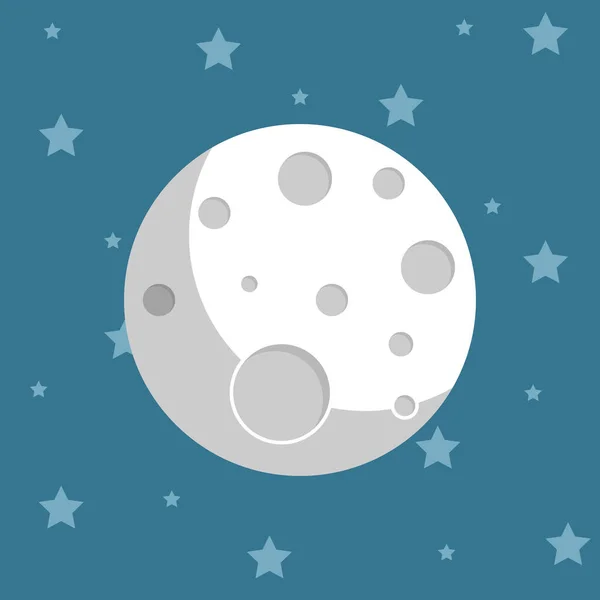 Planeta Espacio Estilo Plano Ilustración Vectorial Luna Estrellas Sobre Fondo — Archivo Imágenes Vectoriales
