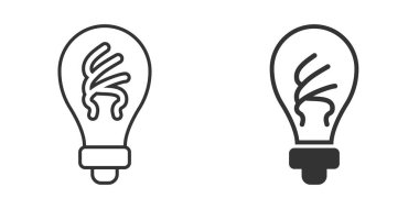 Düz bir ampul simgesi. Beyaz izole edilmiş arka planda ampul vektör çizimi. Enerji lambası iş anlaşması konsepti.