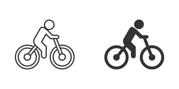 フラットスタイルの自転車アイコン 白い隔離された背景の人々のベクトルイラストとバイク ライダービジネスコンセプト — ストックベクタ