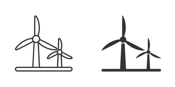 Icono Planta Energía Eólica Estilo Plano Ilustración Vectores Turbina Sobre — Vector de stock