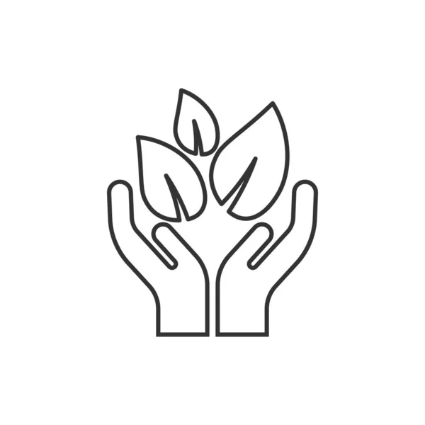 Ręka Ikoną Roślin Płaskim Stylu Ilustracja Wektora Kiełków Kwiatu Białym — Wektor stockowy