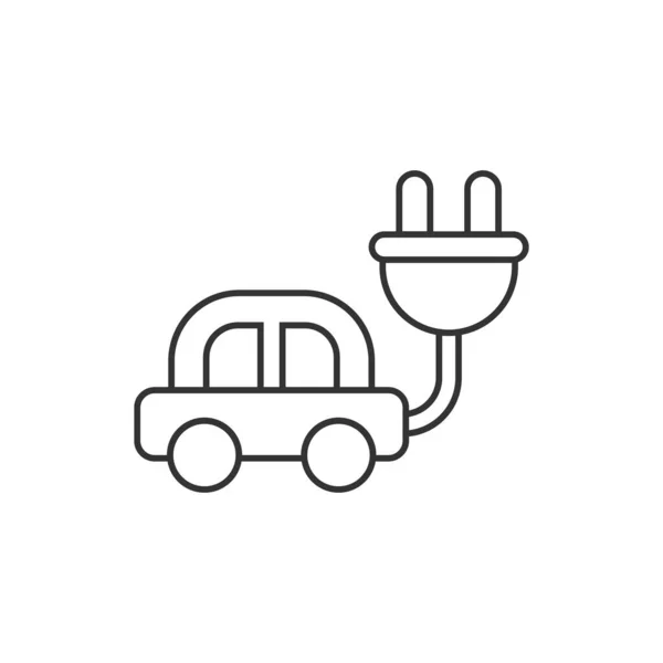 Elektryczna Ikona Samochodu Płaskim Stylu Electro Auto Wektor Ilustracji Białym — Wektor stockowy