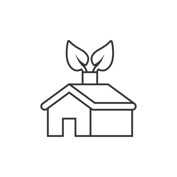 Ikona Domu Ekologicznego Płaskim Stylu Dom Wektorem Liści Ilustracja Białym — Wektor stockowy