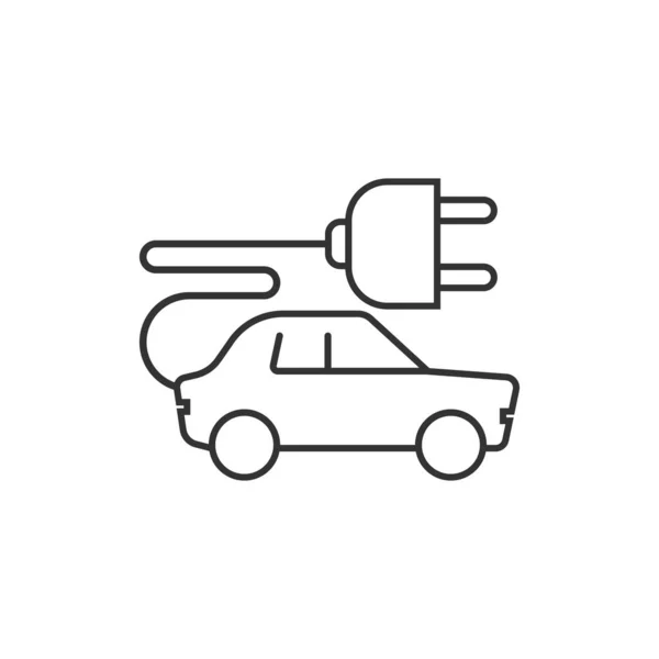 Elektryczna Ikona Samochodu Płaskim Stylu Electro Auto Wektor Ilustracji Białym — Wektor stockowy