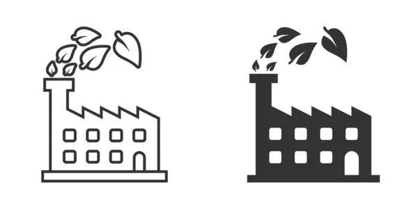 工厂生态图标为扁平风格 白色孤立背景下的生态植物载体图解 大自然工业的商业概念 — 图库矢量图片