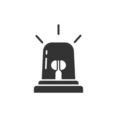 Acil durum alarm simgesi düz stil. İzole edilmiş arka planda lamba vektör illüstrasyonunu uyar. Polisin acil imza işi konsepti.