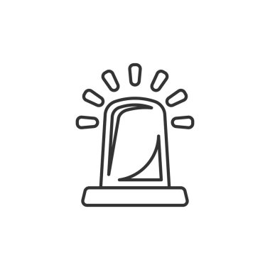 Acil durum alarm simgesi düz stil. İzole edilmiş arka planda lamba vektör illüstrasyonunu uyar. Polisin acil imza işi konsepti.