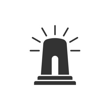 Acil durum alarm simgesi düz stil. İzole edilmiş arka planda lamba vektör illüstrasyonunu uyar. Polisin acil imza işi konsepti.